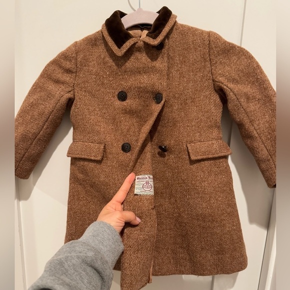 HARRODS CHILPRUFE Vintage 1950 Brown Hand Woven Harris Tweed Jacket Coat 18M - Picture 7 of 9